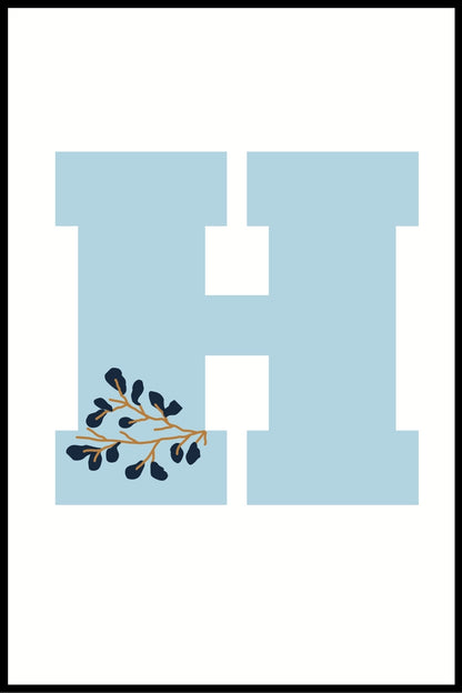 Alphabet Botanical Blue Letter